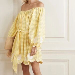 Innika Choo Frida Burds yellow gingham mini dress